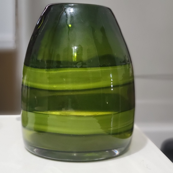 MURANO ART GLASS.Sasso Vase Luciano Gaspari Salviati. Moss/ Olive Green 7" - Picture 1 of 2